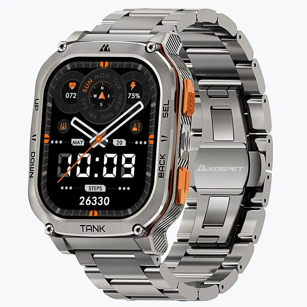 KOSPET Tank M3 Ultra 2 Special Edition GPS Smartwatch with 1.96” AMOLED Display, Bluetooth Calling, Military Grade & 5ATM Waterproof