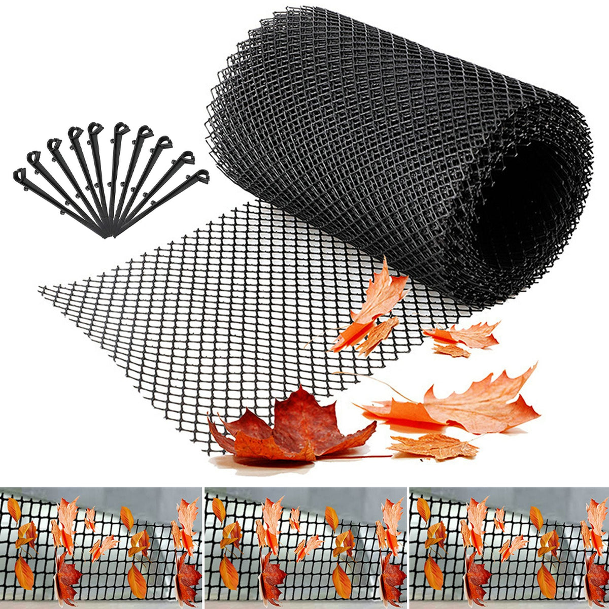 Aluminium Leaf Mesh Gutter Guard Cover Roof Panels Leaf Mesh Roll With 10 Ground Nails