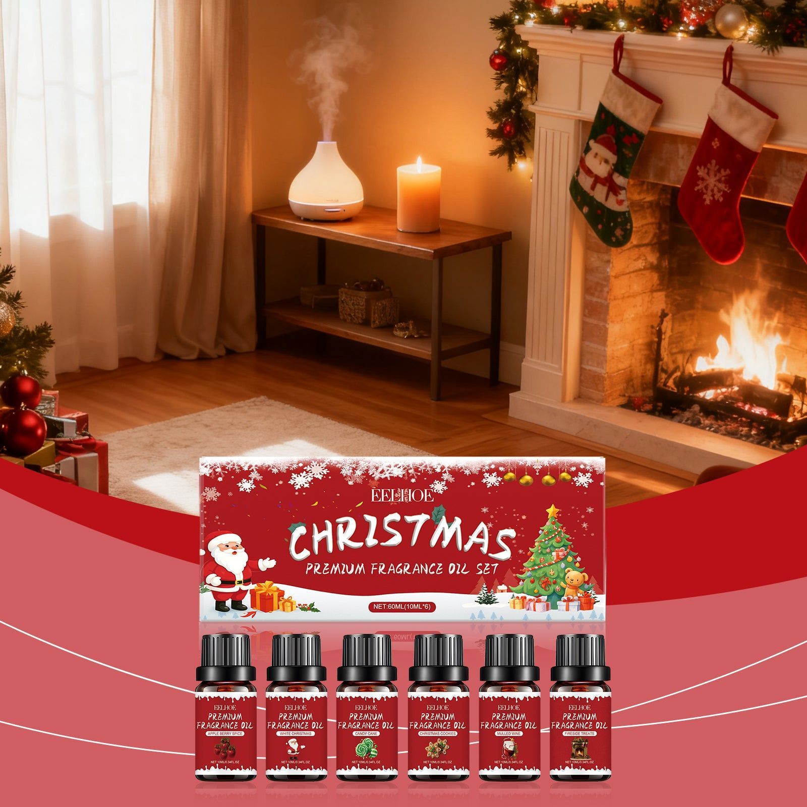 Christmas Essential Oil Set, Natural Fragrance, Long-Lasting, Home & Office Aromatherapy ,1 set
