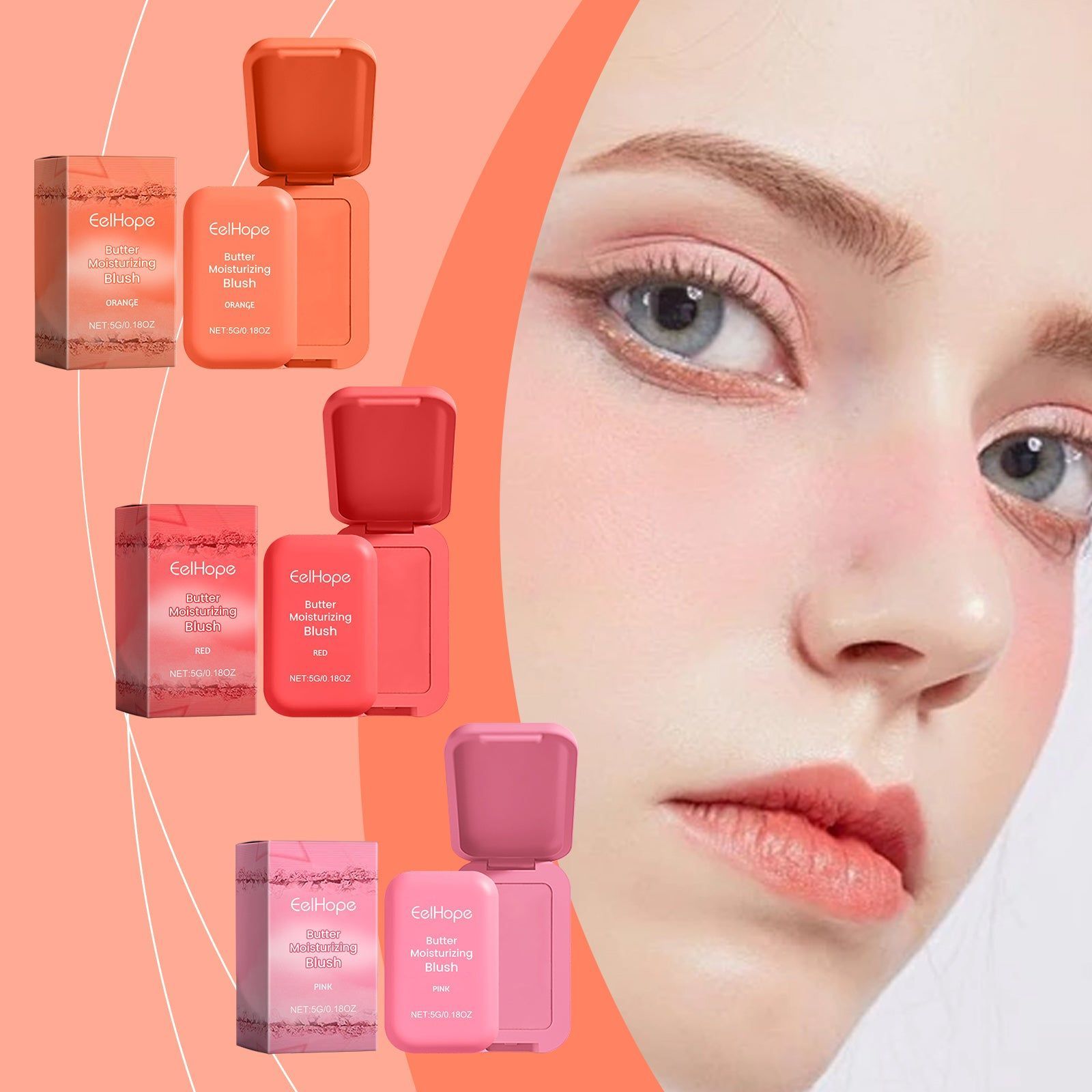 Butter Moisturizing Makeup Blush, Long Lasting Matte, Natural Glow, Hydrating, Nude Color ,5g