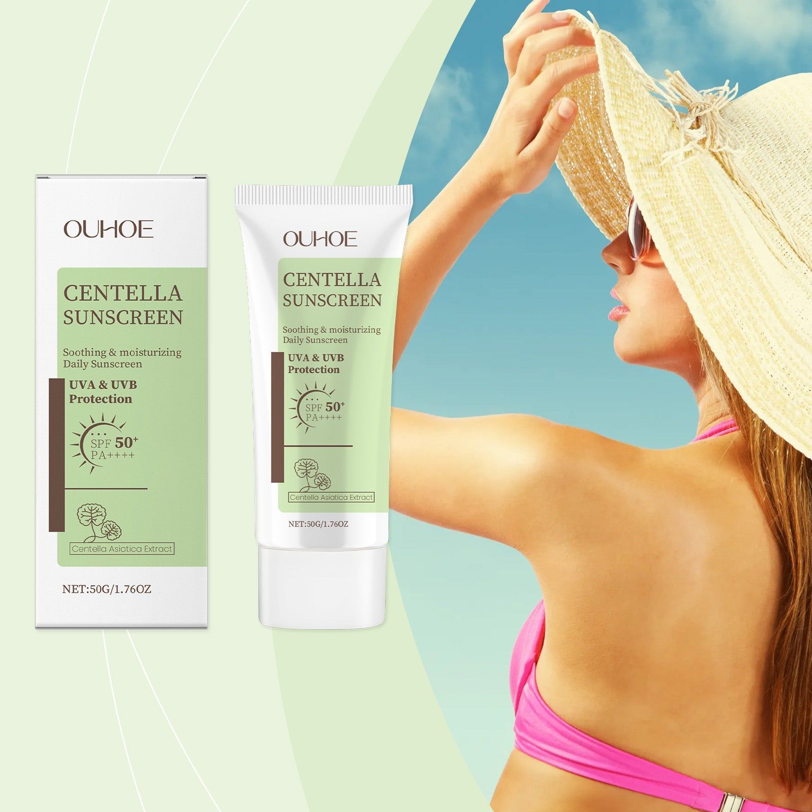 Centella Moisturizer, SPF 50, Hydrating, Non-Greasy, Skin Shield ,50g