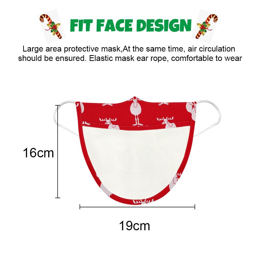 5pcs Christmas Face Mask Cover Washable Clear Shield Santa Claus Elk Pattern Face Visor