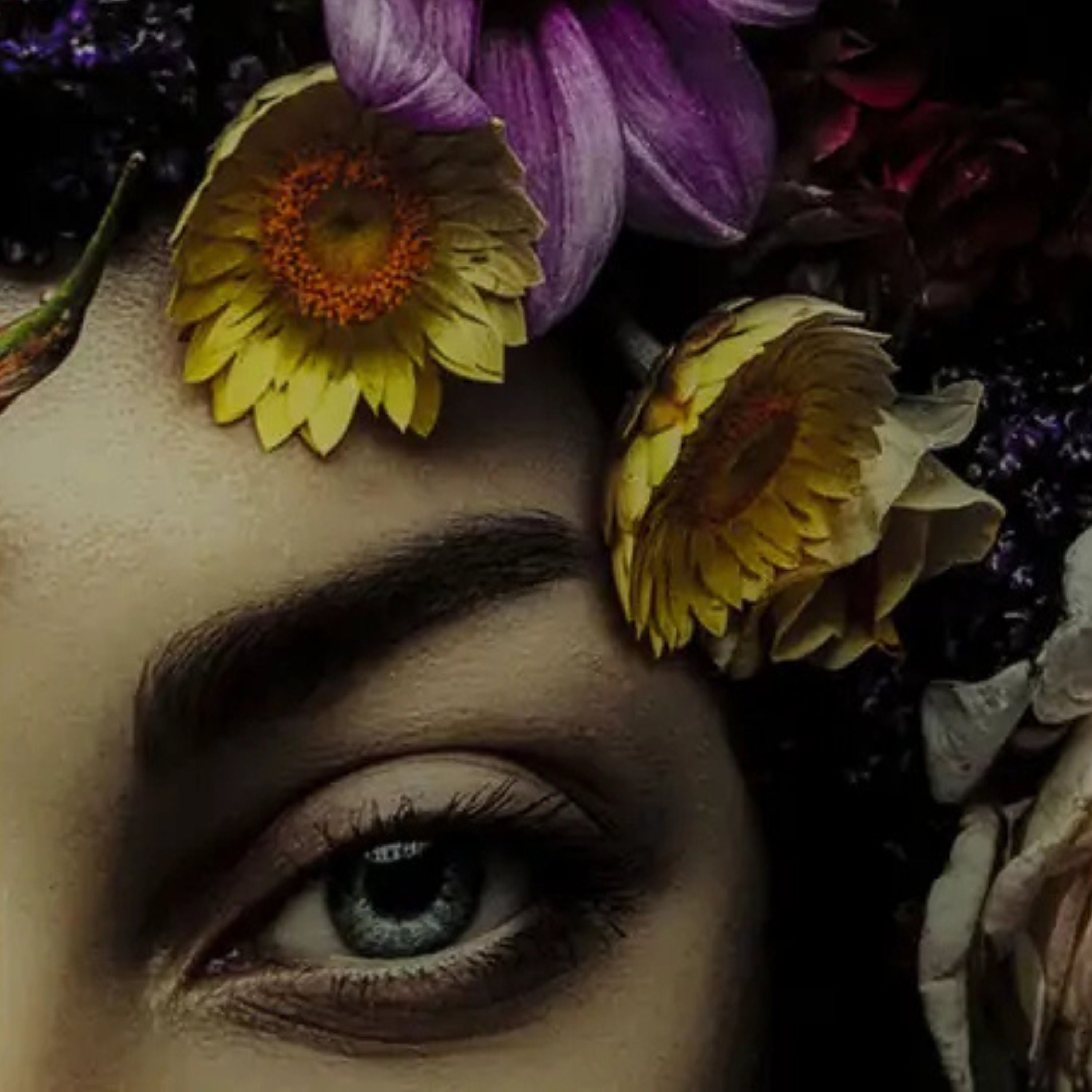 Picture Glass Flower Art Lady 120x120cm KARE