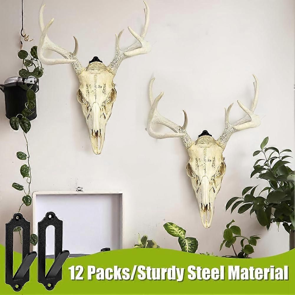 12 Packs Mount Skull Hanger, European Style Deer Head Bracket, Wall Mount for Antelope with Simple Easy Installation Kit
