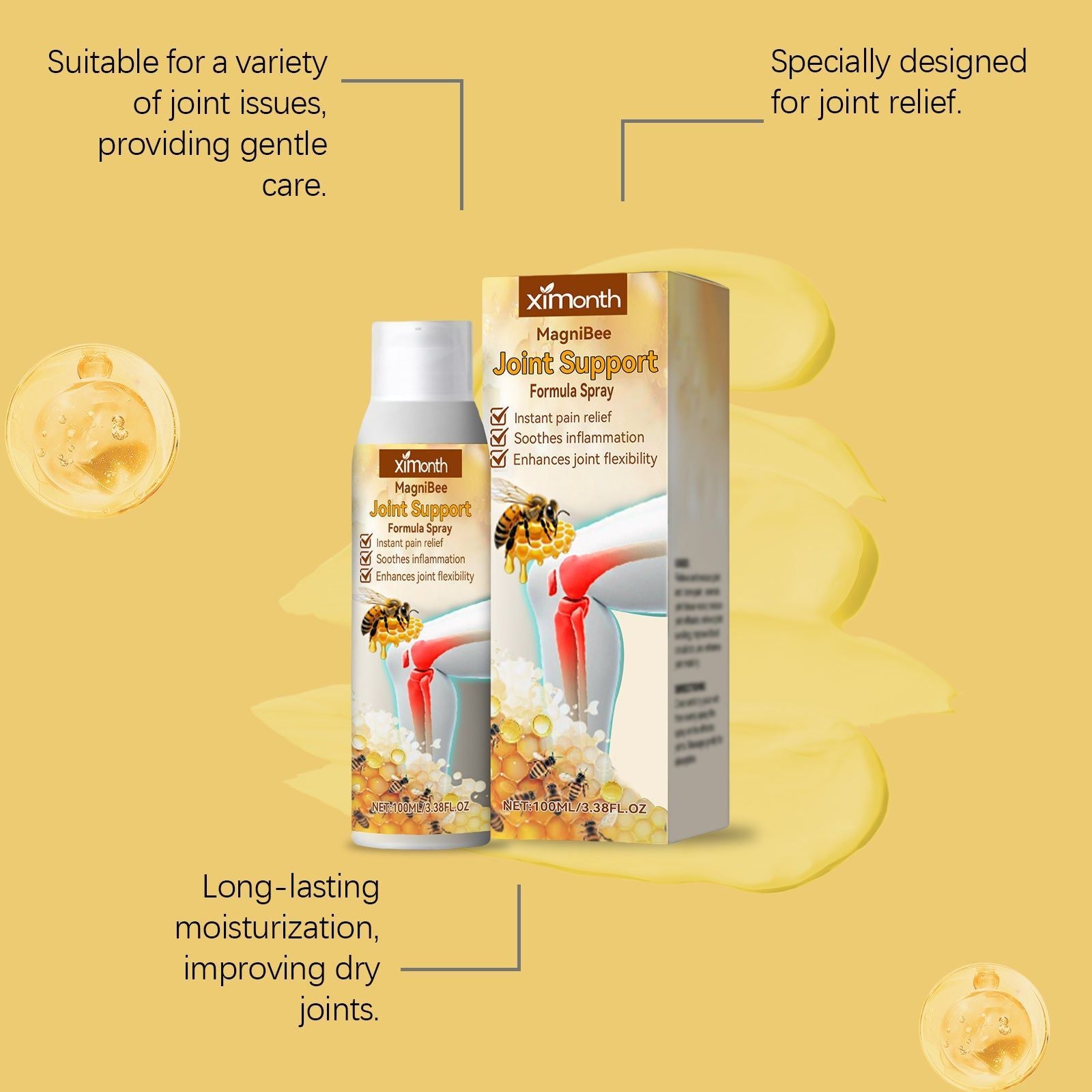 Bee Venom Joint Care Spray, Natural Pain Relief, Fast-Acting, Moisturizing ,100ml