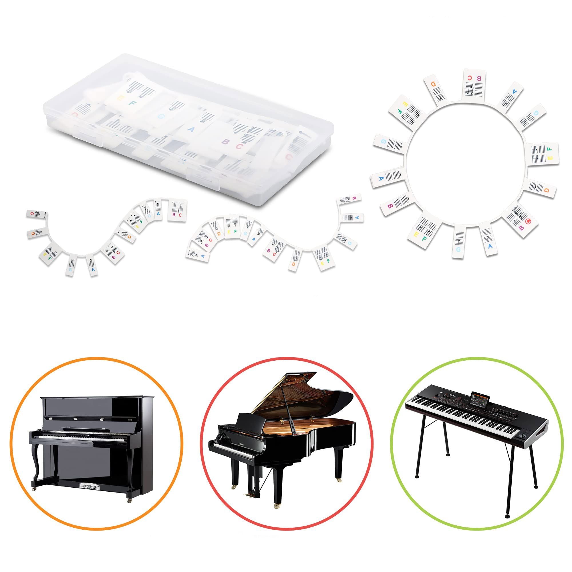 Piano Keyboard Note Labels Removable Silicone Piano Note Guide With Box
