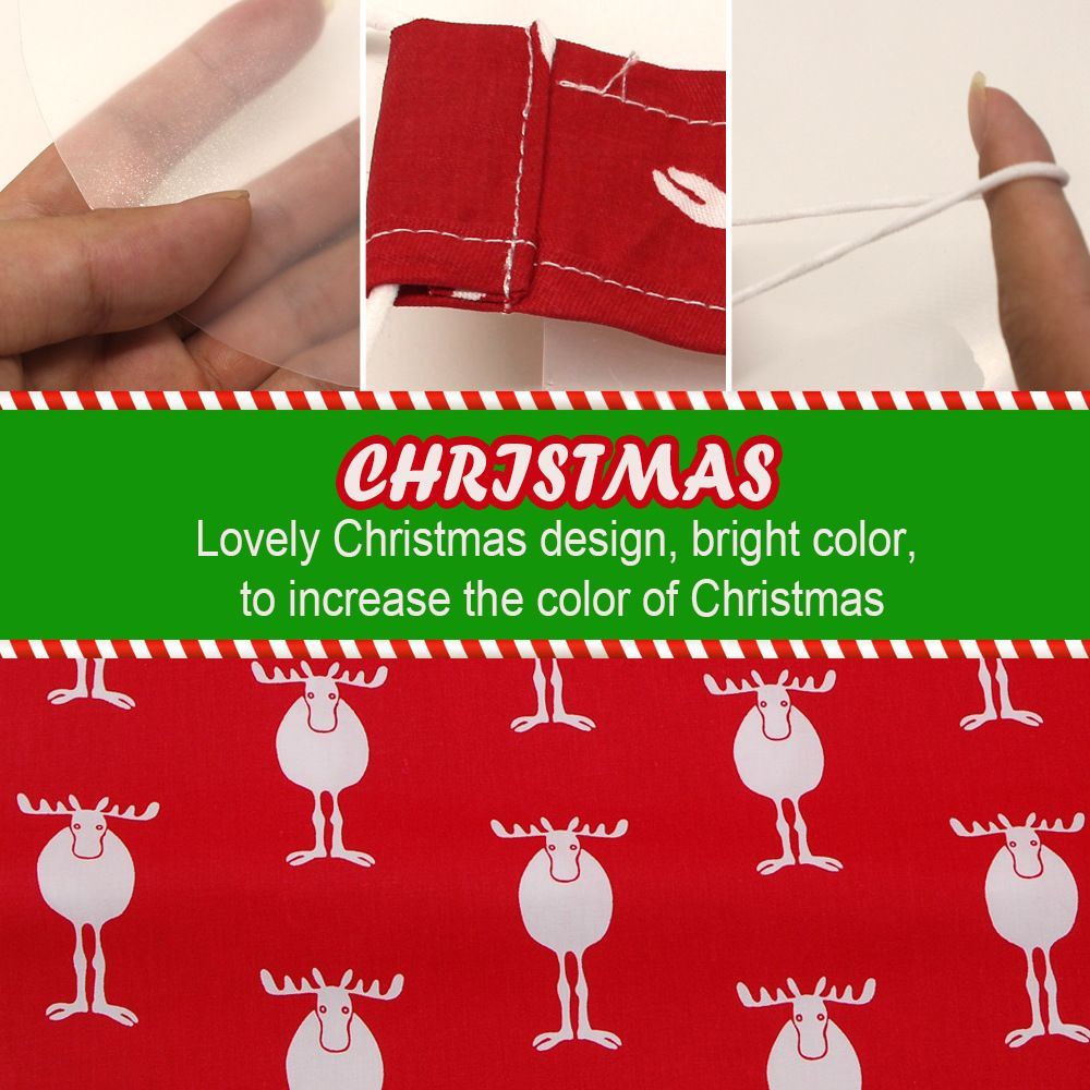 5pcs Christmas Face Mask Cover Washable Clear Shield Santa Claus Elk Pattern Face Visor