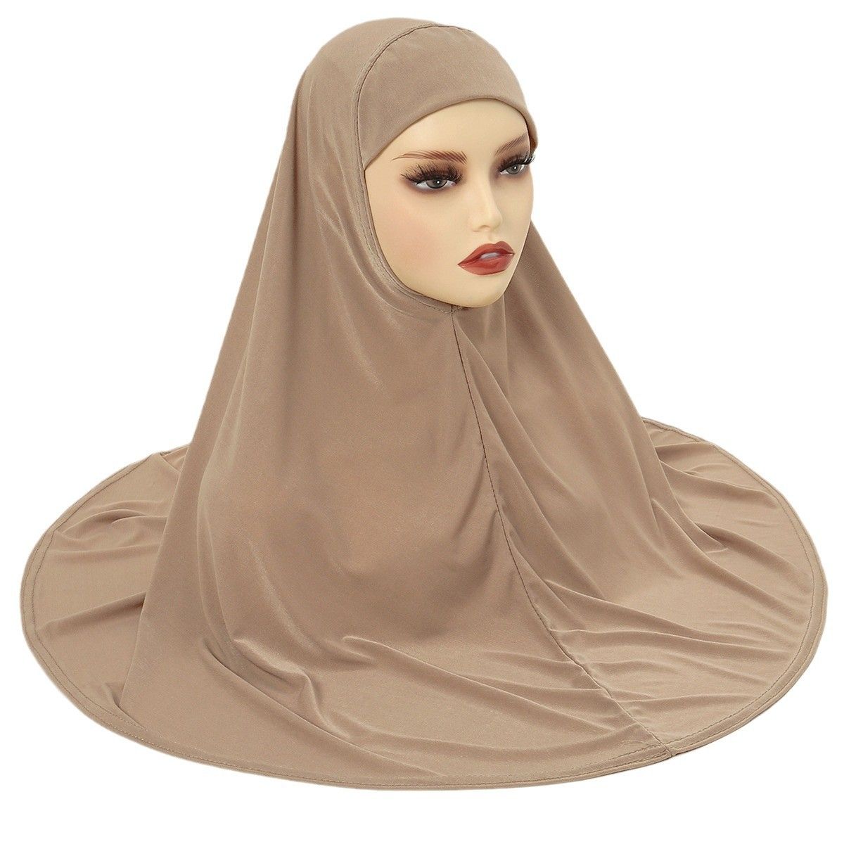 Coffee Linen Instant Hijab Turban for Women 90x90cm