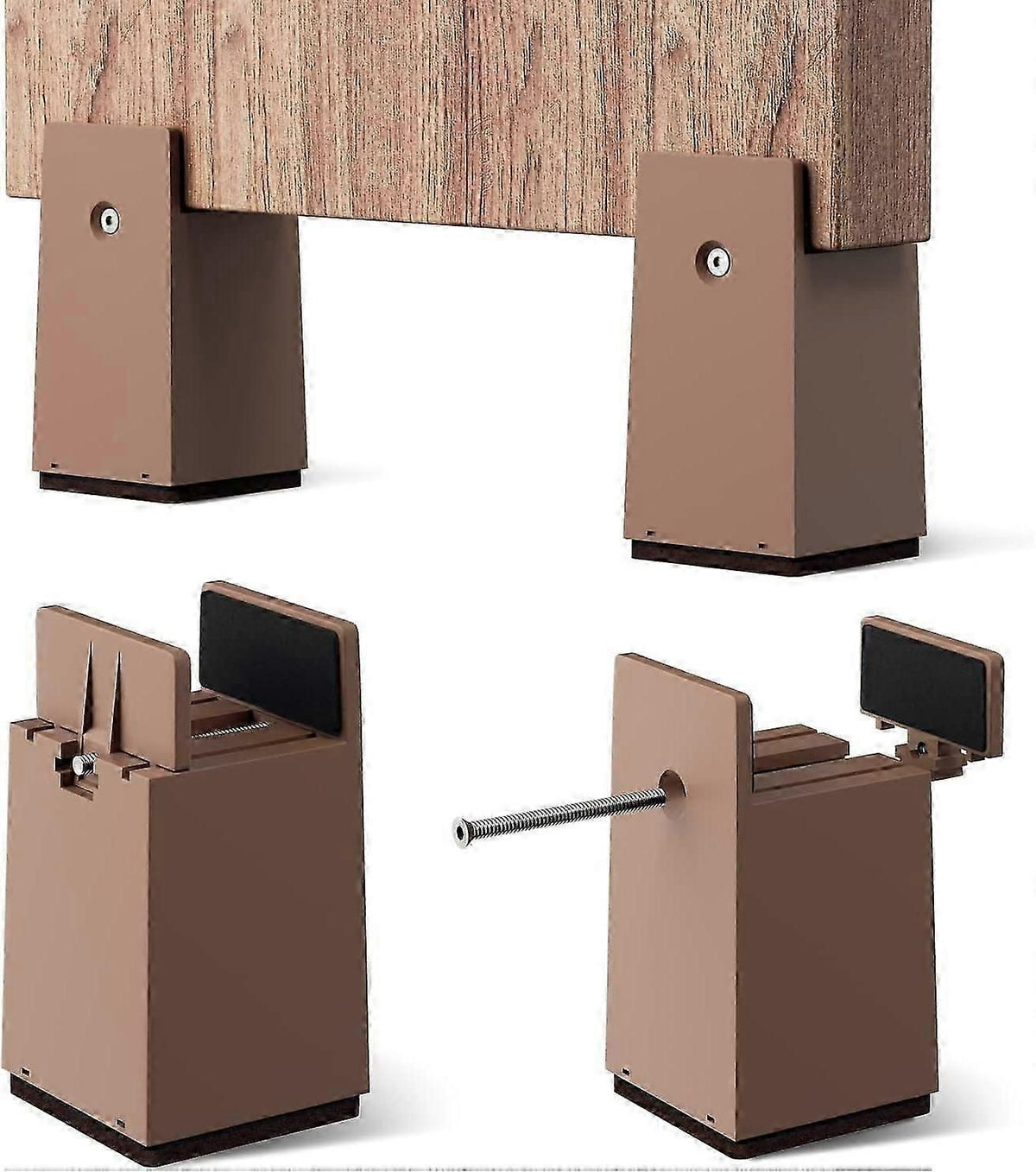 4-Pack Adjustable Bed Risers Heavy Duty Furniture Leg Extenders
