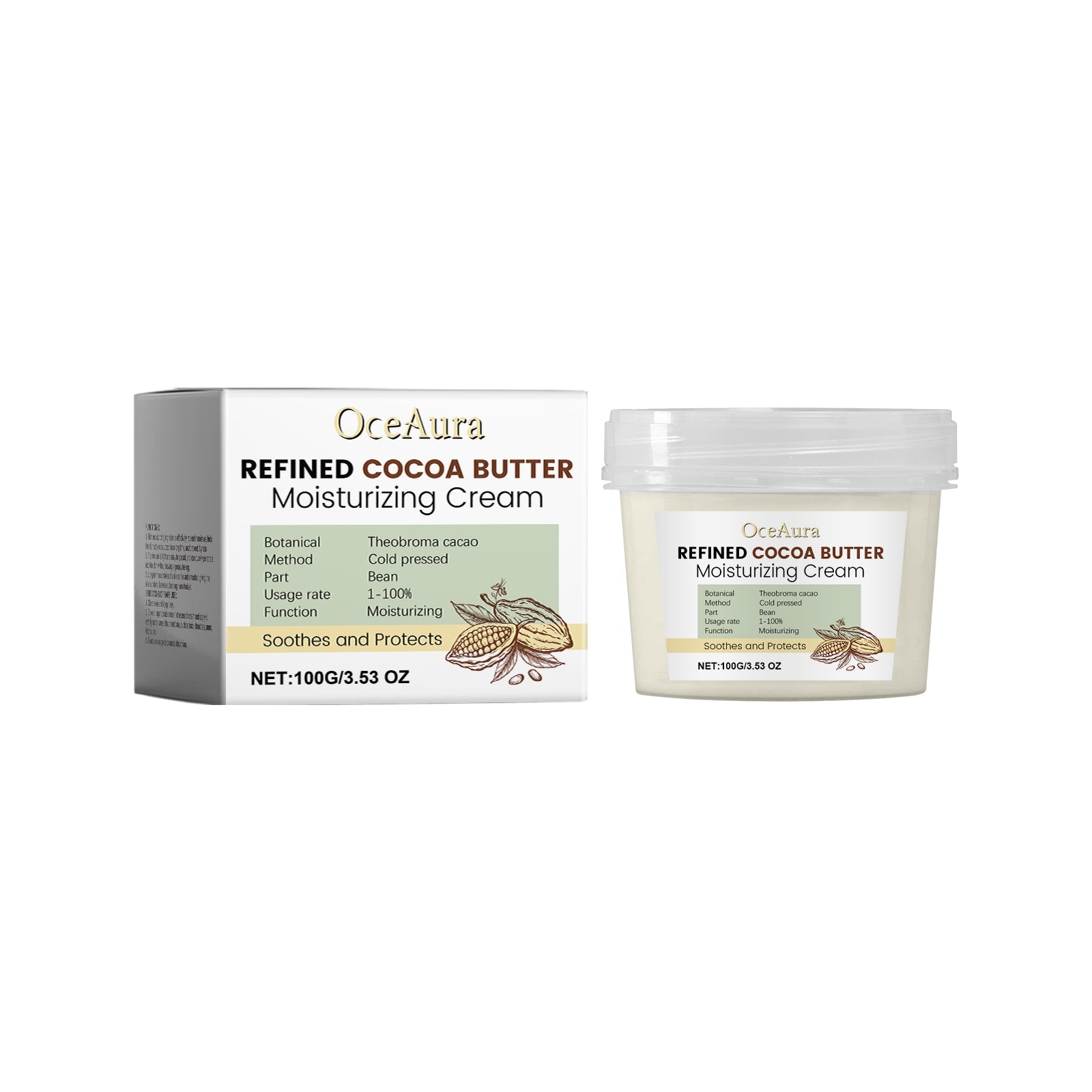 Cocoa Butter Moisturizer, Nourish and Hydrate, Smooth Skin, Natural Glow ,100g
