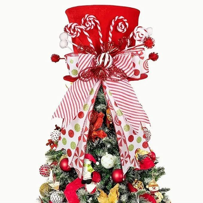 Christmas Tree Topper Hat Velvet Xmas Hat Desktop Decorations for Holiday
