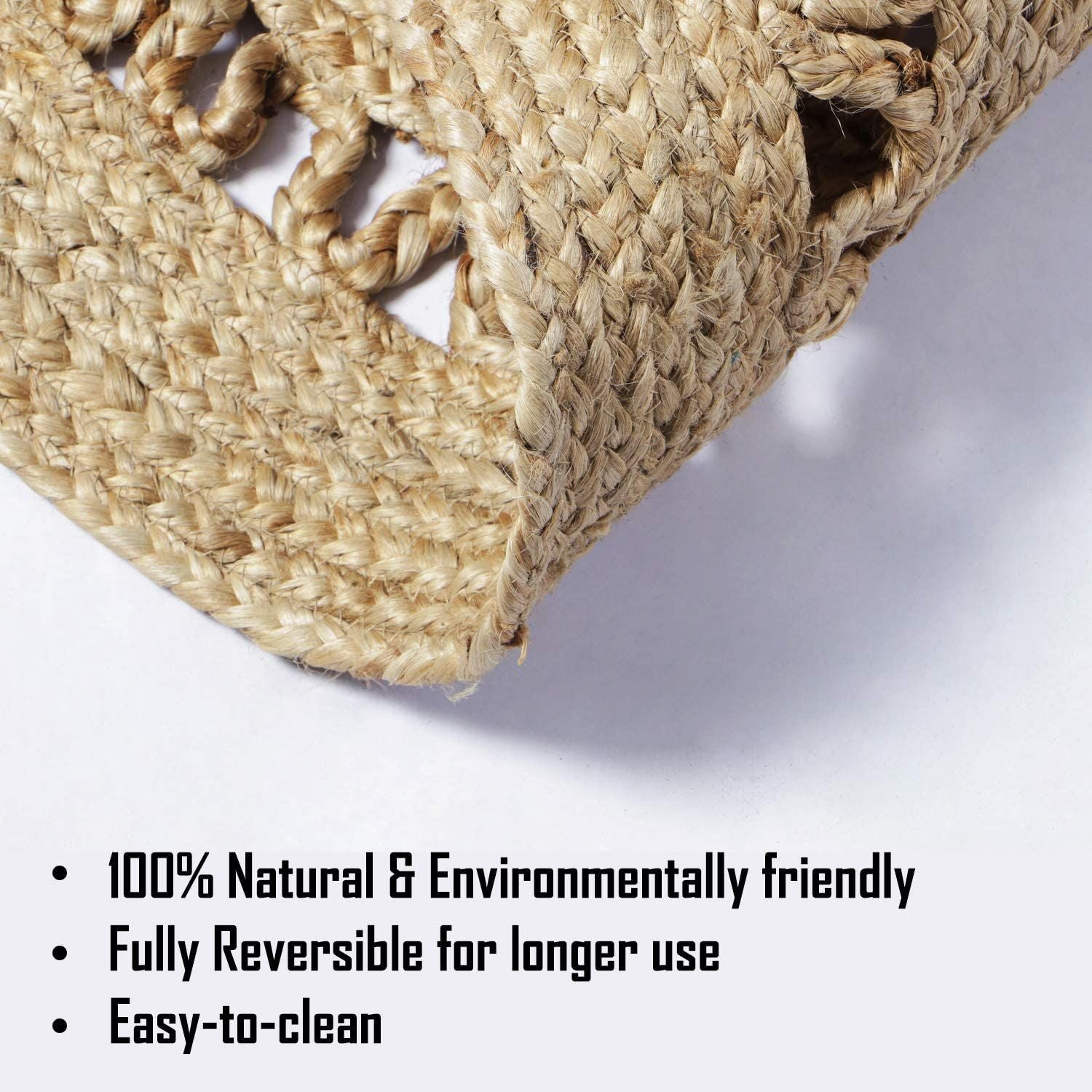 AIESY®  Jute Flower Beautiful Handwoven All Over Natural Rug
