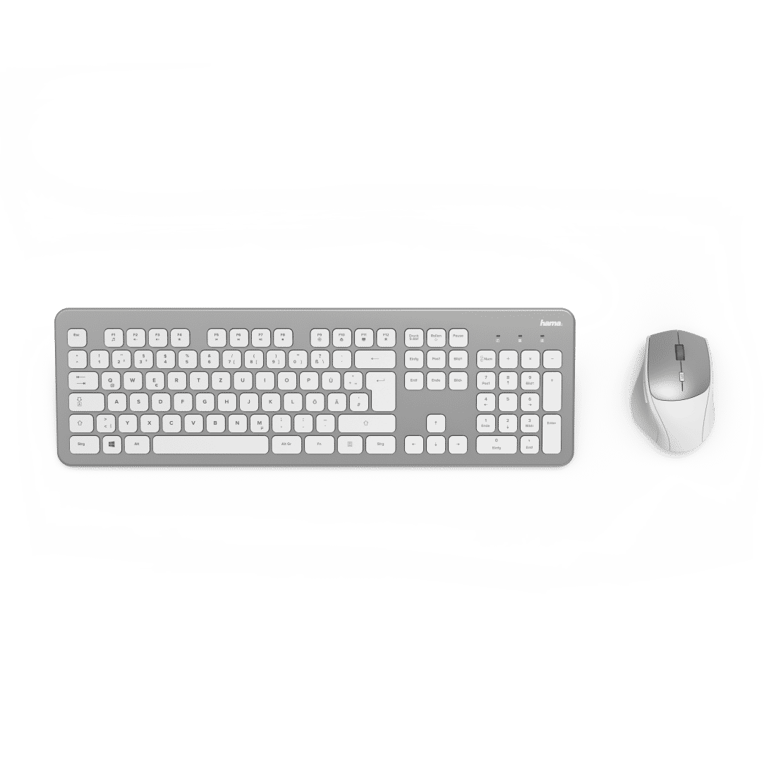 Hama D3182676 "KMW-700" Wireless Keyboard / Mouse Set, silver / white
