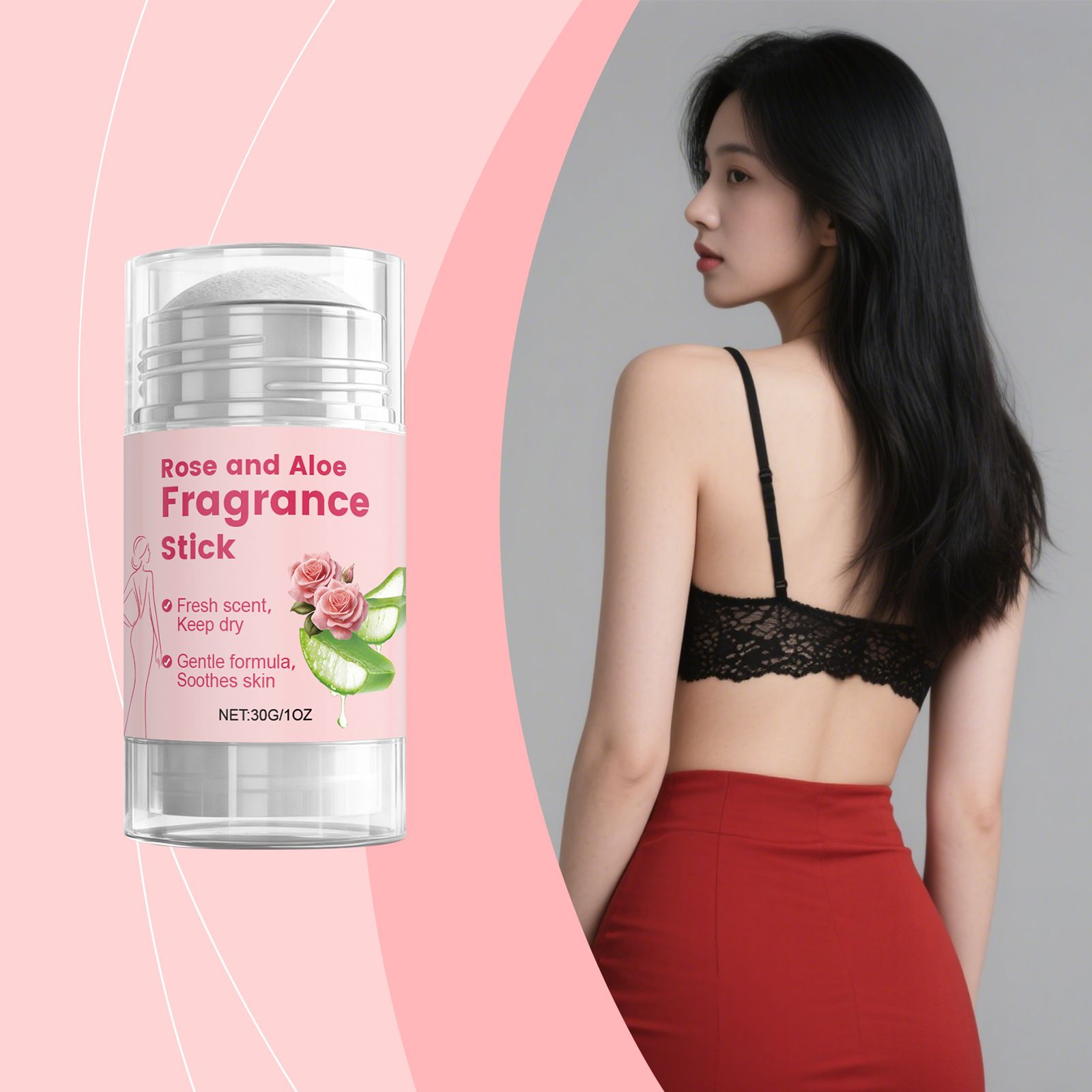 30g Rose Aloe Deodorant Stick with Moisturizing and Fresh Care