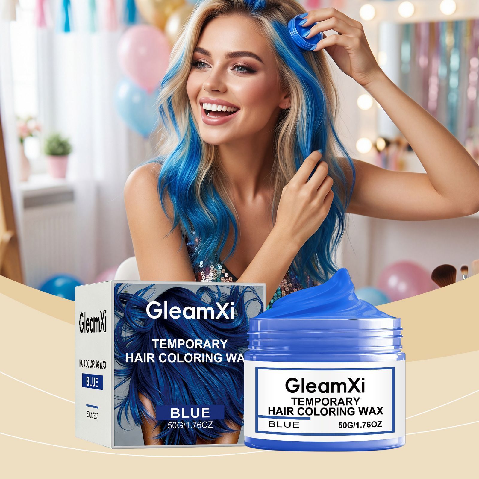 Temporary Blue Hair Color Wax Washable 50g