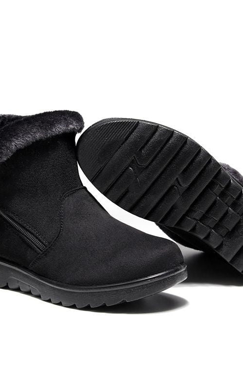 No-slip Winter Boots Zipper Solid Plush Warm Ankle for Women