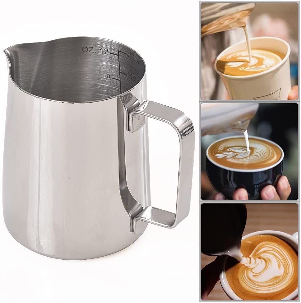 Milk Frothing Jug Espresso Steaming Pitcher Stainless Steel Coffee Foam Cup With Scale