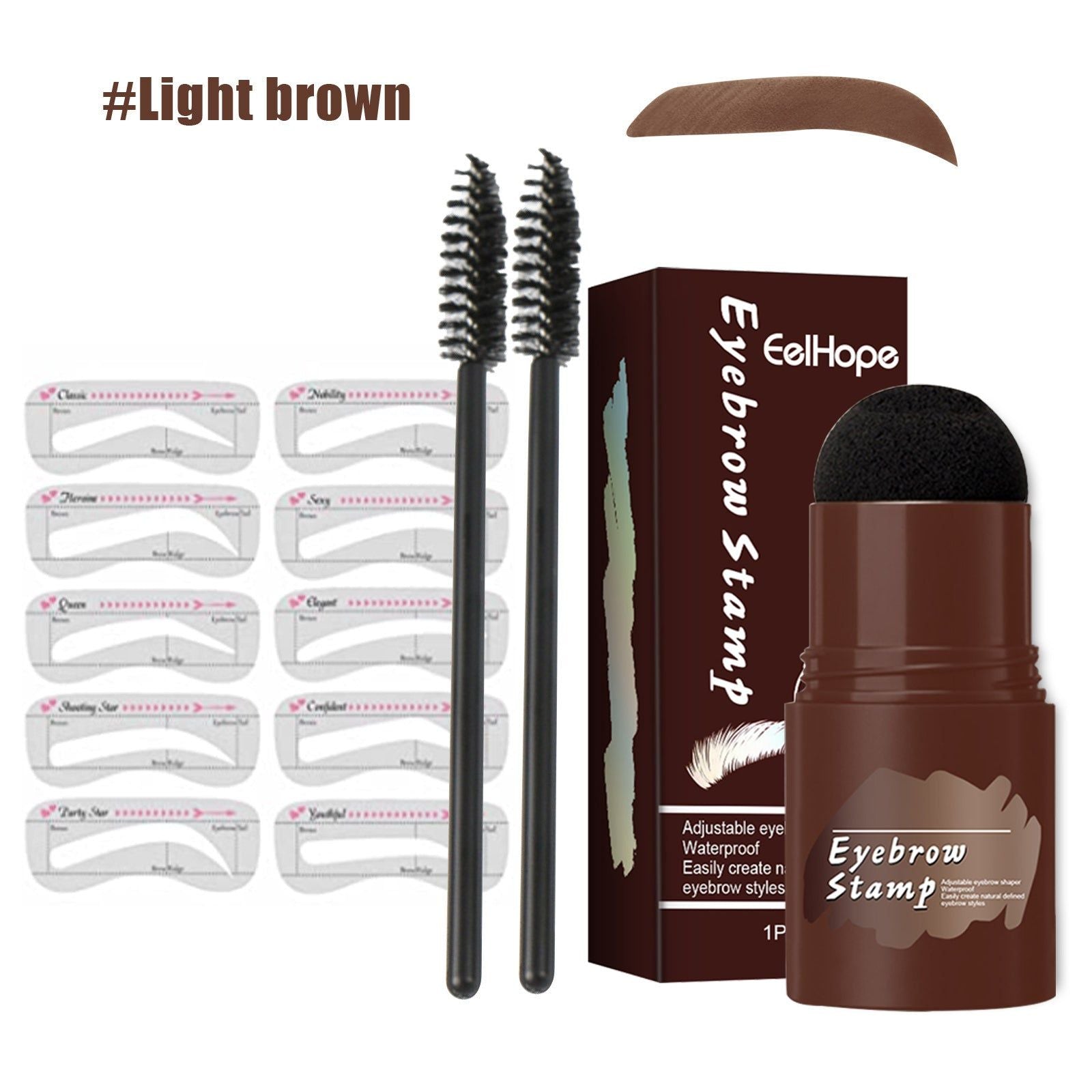 Brow Print Set Light Brown, Waterproof, Natural, Quick Contouring, Perfect for Sparse Eyebrows ,1 set