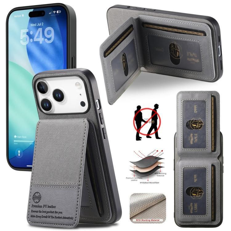 For iPhone 18 Pro Max / iPhone 17 Pro Max Twill Fabric Leather Vertical Flip RFID Card Bag Phone Case