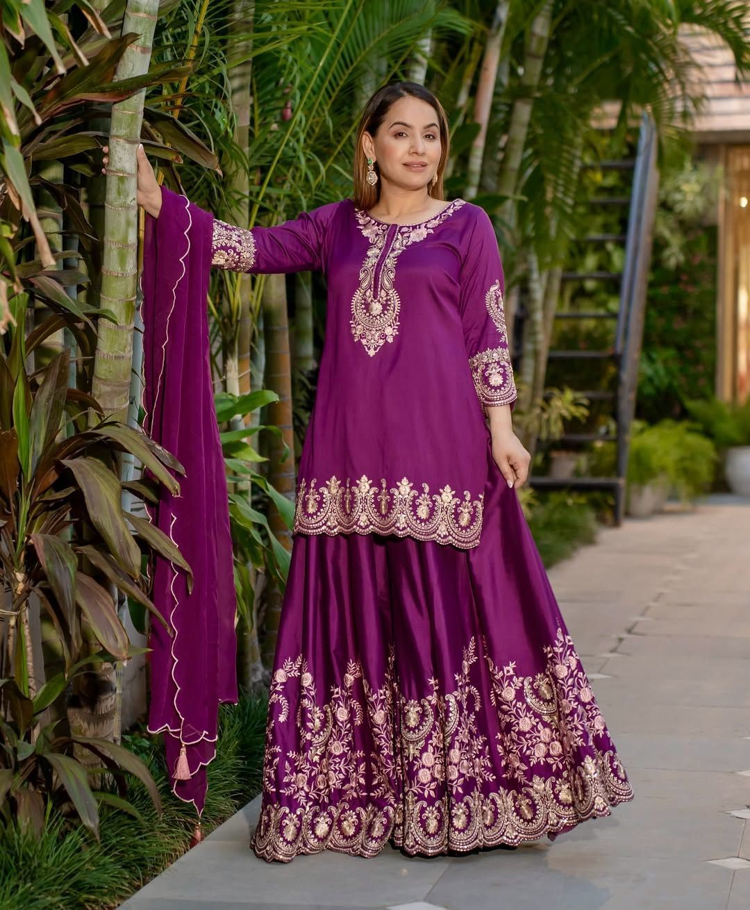 Fab Zone Beautiful Suit Set With Embroidery Work With Fancy Borders Lace Work