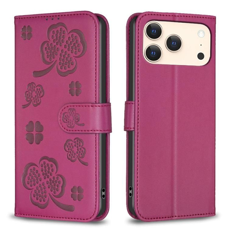 For iPhone 18 Pro Max / iPhone 17 Pro Max Four-leaf Embossed Leather Phone Case