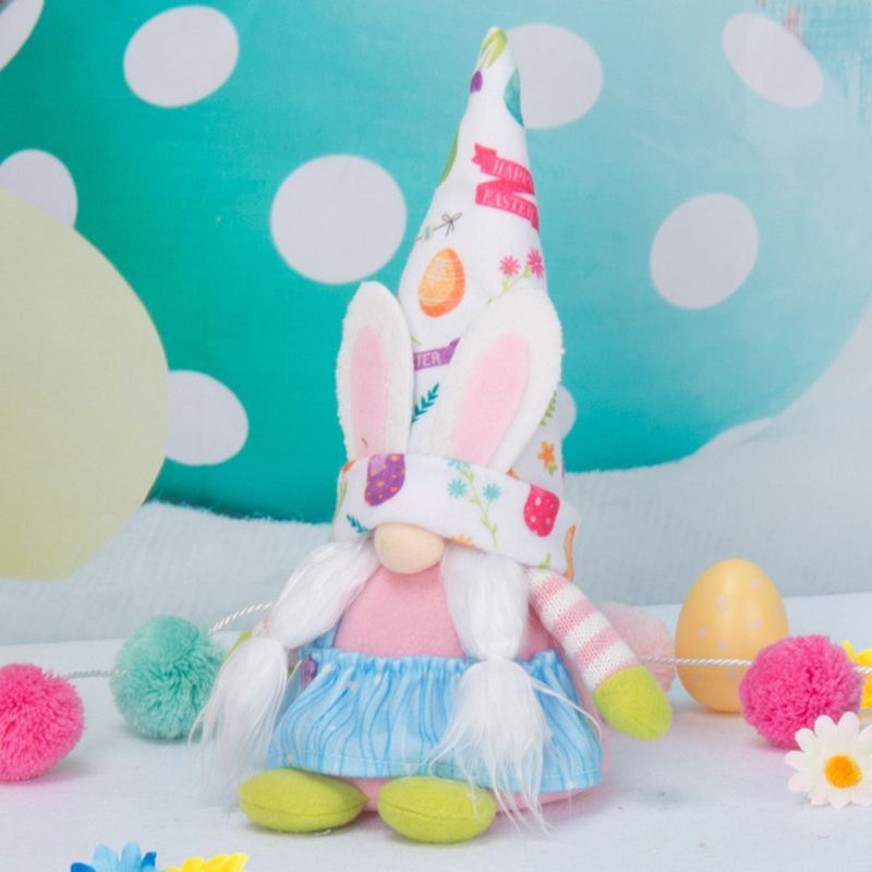 Easter Bunny Gnome Lighting Plush Doll Faceless Dwarf Ornament Holiday Decoration