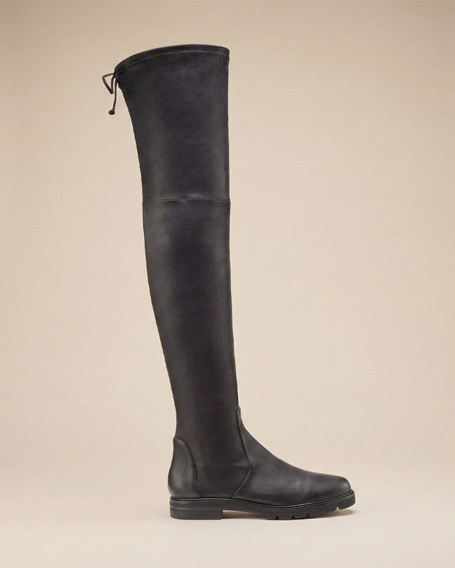 Stuart Weitzman city lug OTK Leather Black Over-the-Knee Boots