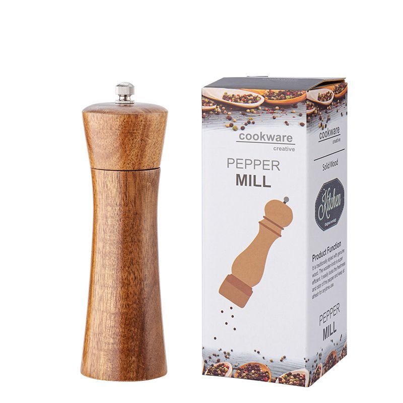 Pepper Grinder Wooden Manual Adjustable Salt Pepper Grinder Mill For Kitchen