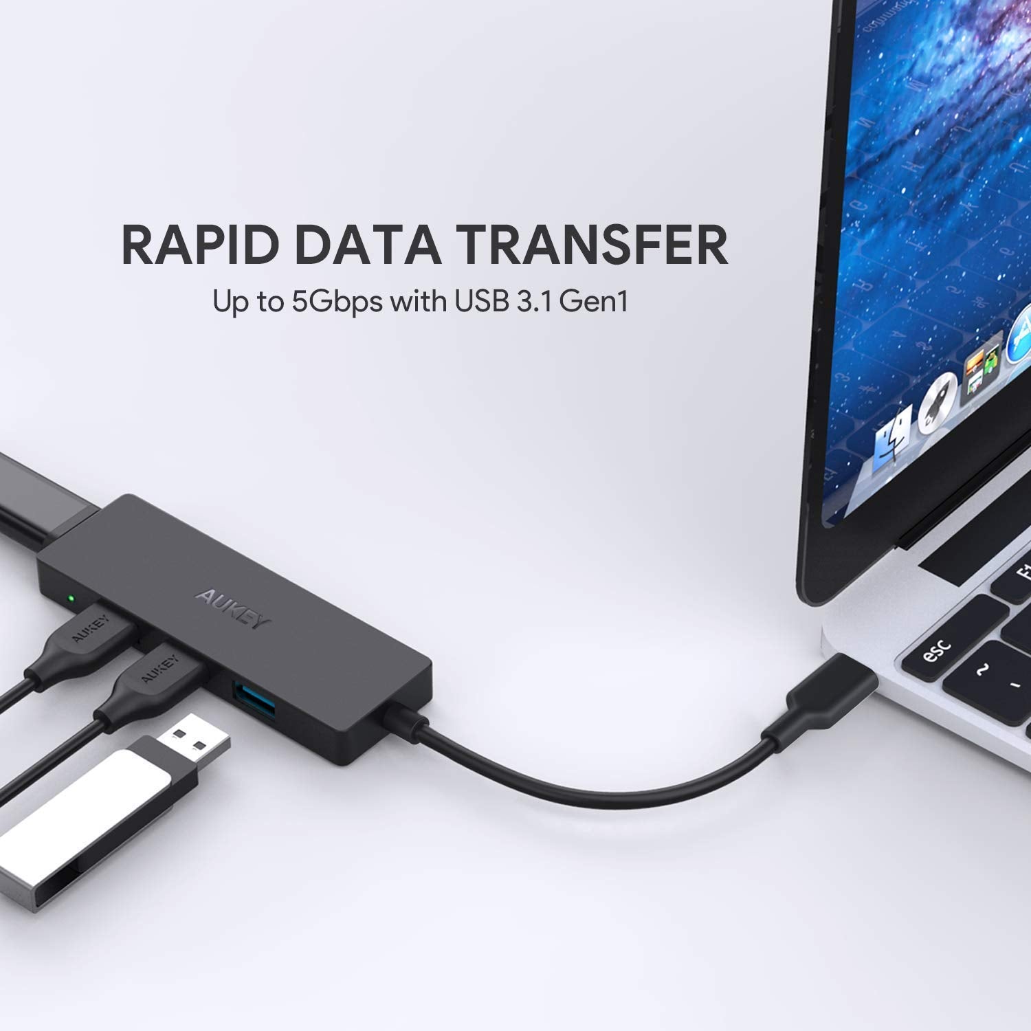 Aukey CB-C64 USB-C to 4-port USB3.0 A Hub