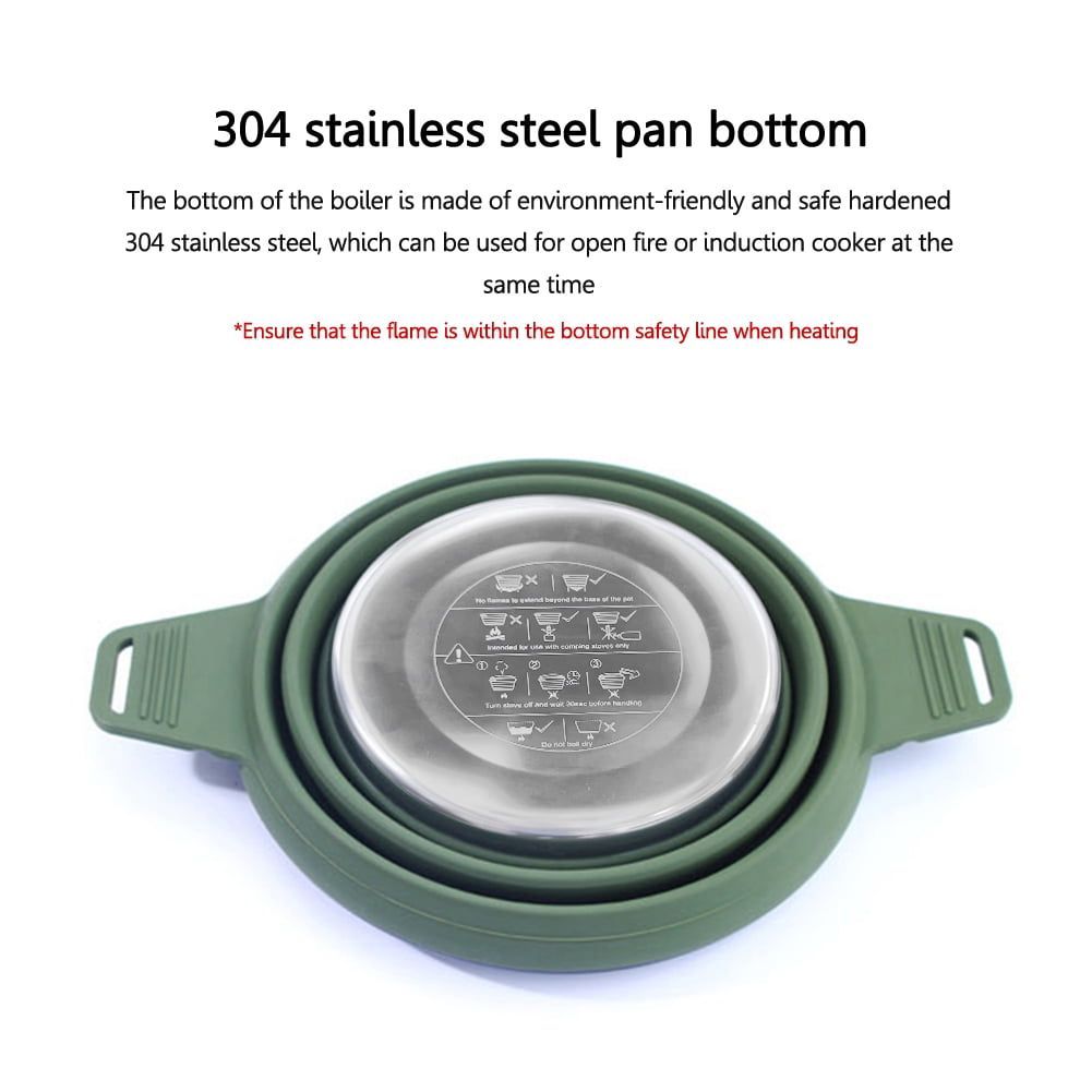 Outdoor Folding Pot Portable Camping Cooker Pot Silicone Kettle Pot Outdoor Camping Tools