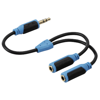 Hama 108394 "Super Soft" Audio Splitter, 3.5 mm-stereo jack – 2x stereo plug, blue