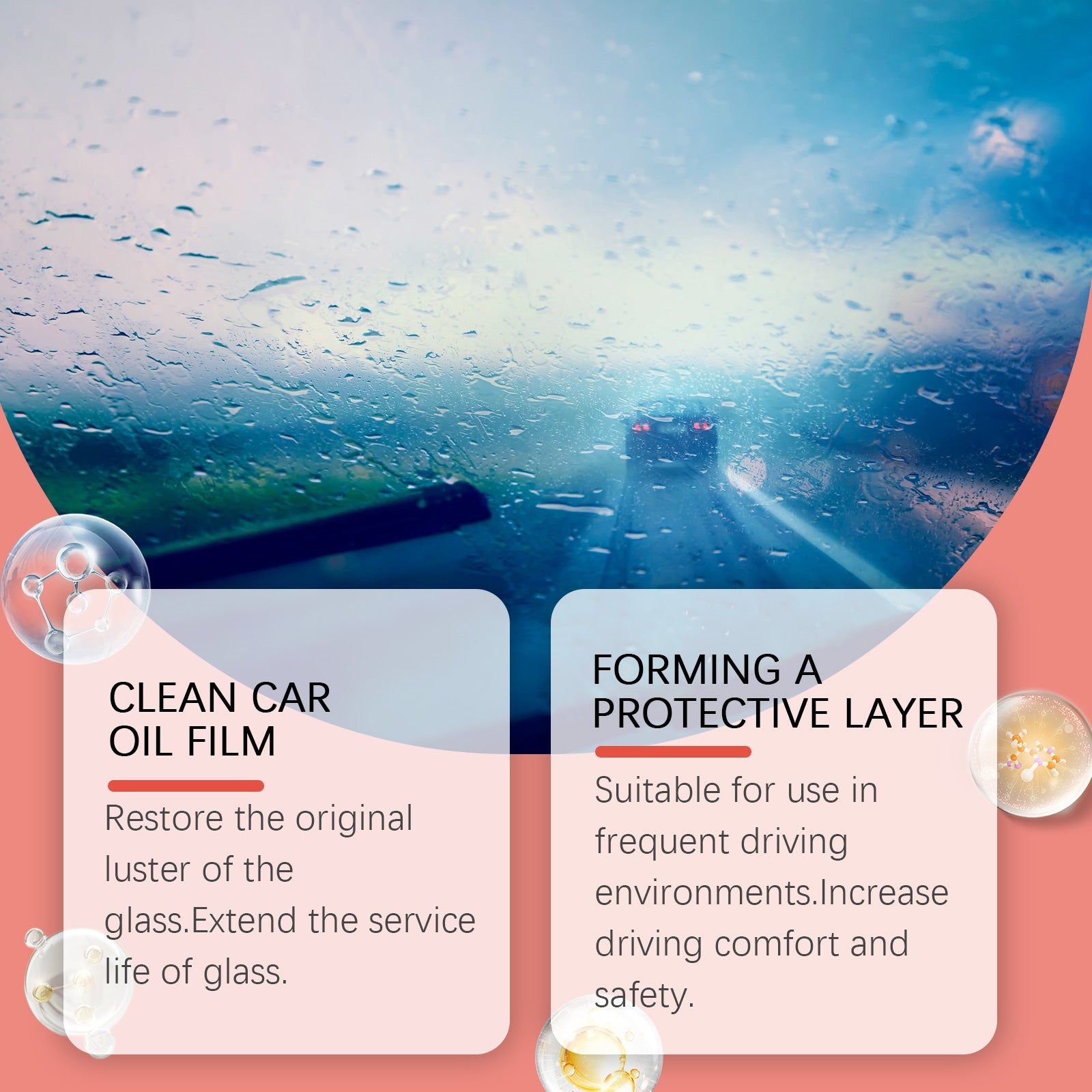 Car Cleaning Glass Coatings, Oil Film Remover, Fast Decontamination, Clear Vision ,1pcs
