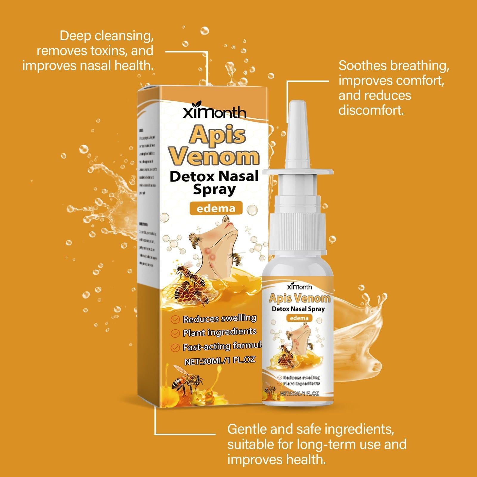 Bee Venom Nasal Spray, Natural Body Care, Relieve Discomfort, Boost Immunity ,30ml
