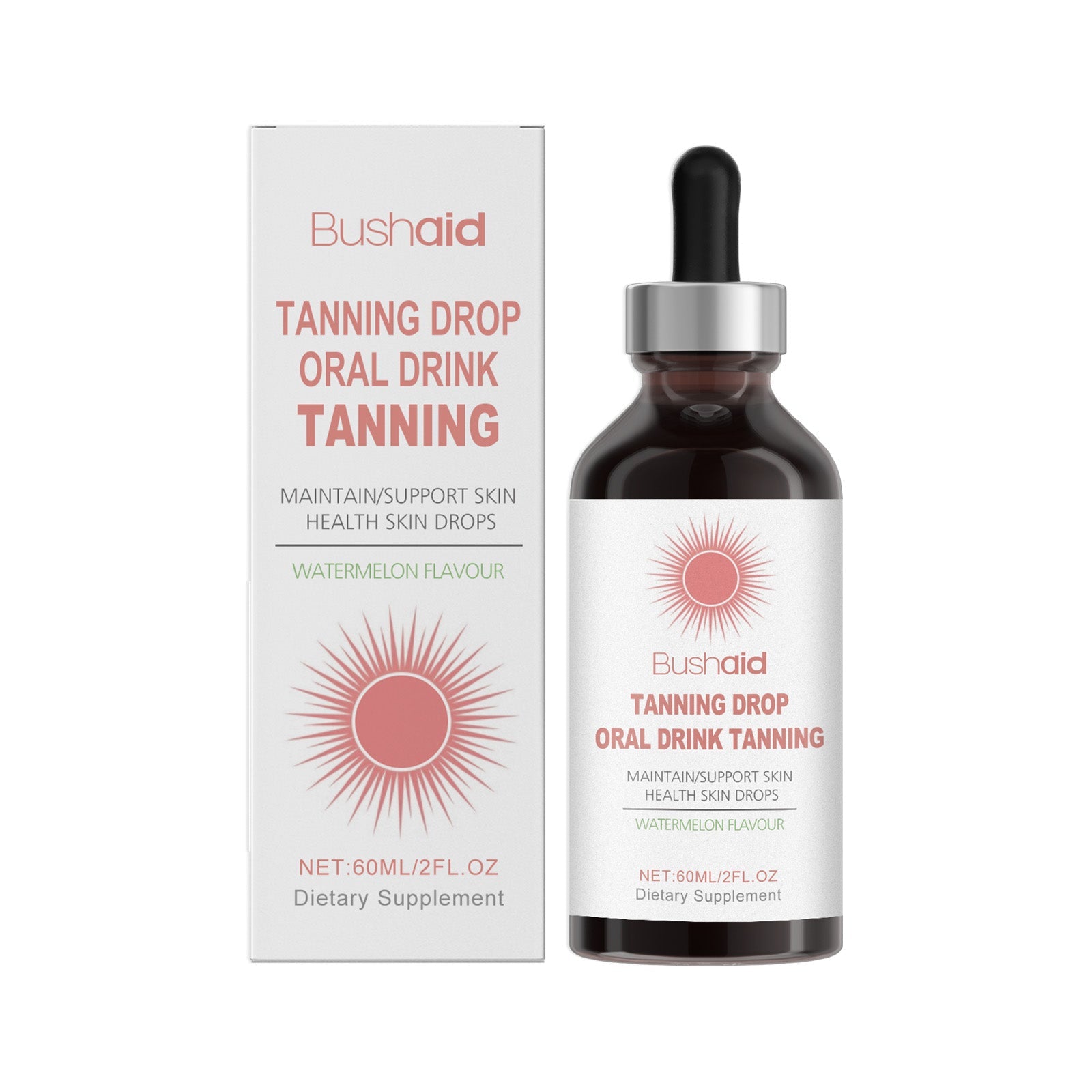 BushAid Moisturizing Tanning Drops for Body Care, Glow, Skin Protection, Easy Use ,60ml