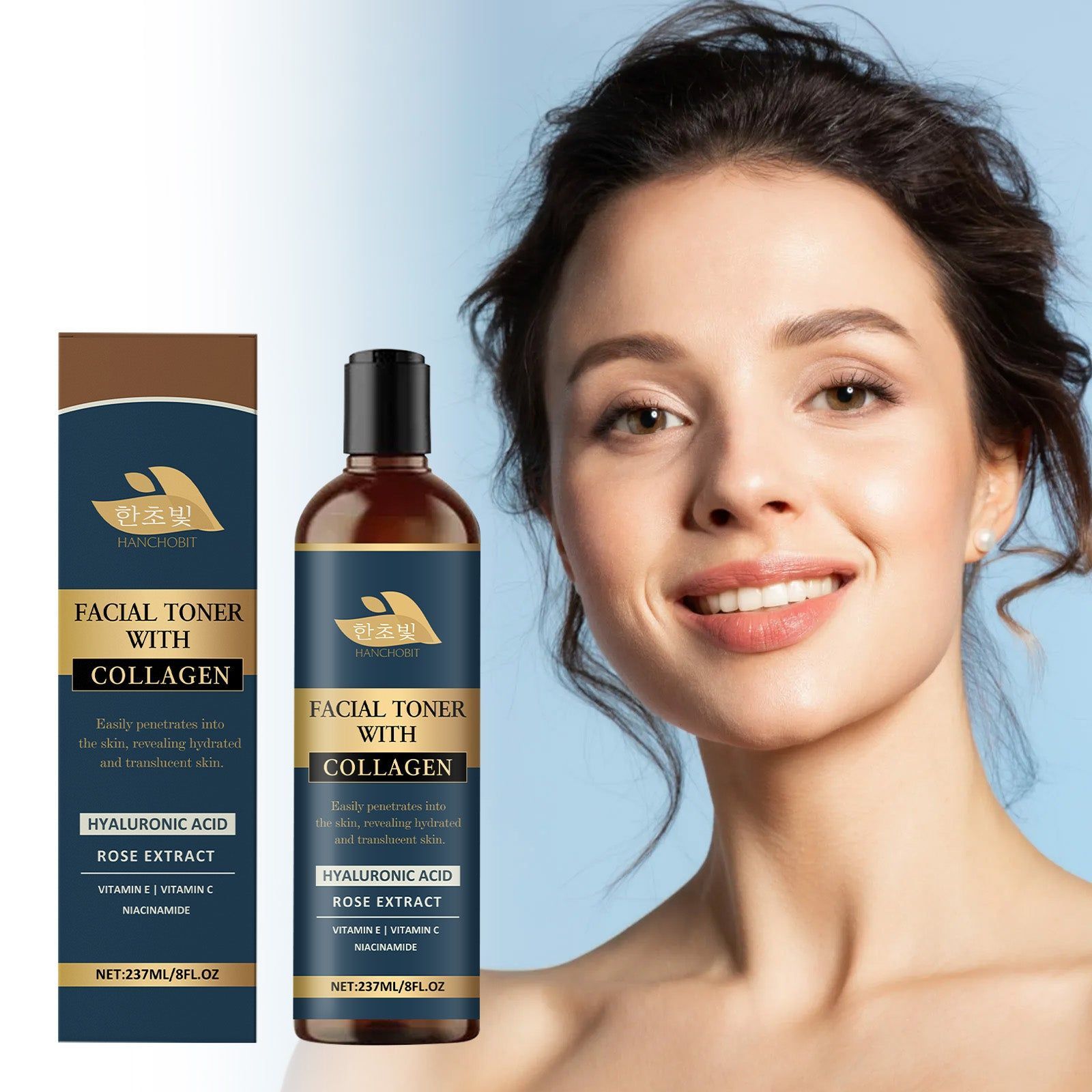 Collagen Facial Toner, Gentle Skin Care, Hydrating, Brightening, Daily Facial Care ,237ml