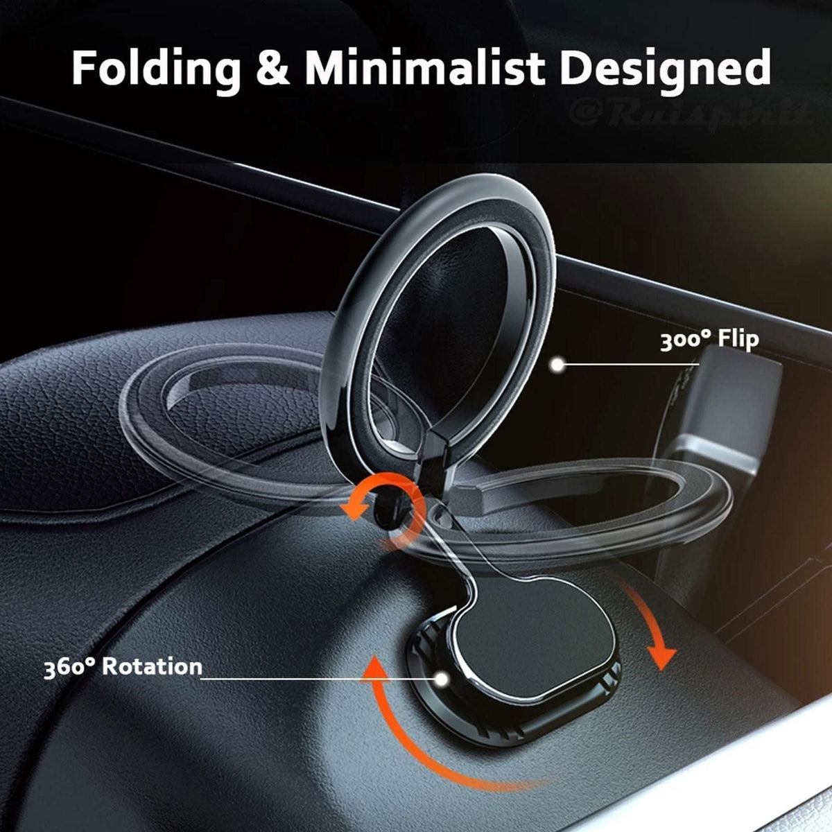 Magnetic Phone Holder Ring Folding Car Mount With 360 Degree Rotation