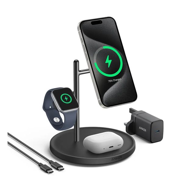 Anker MagGo Wireless Charging Stand 3-in-1 15W, Black