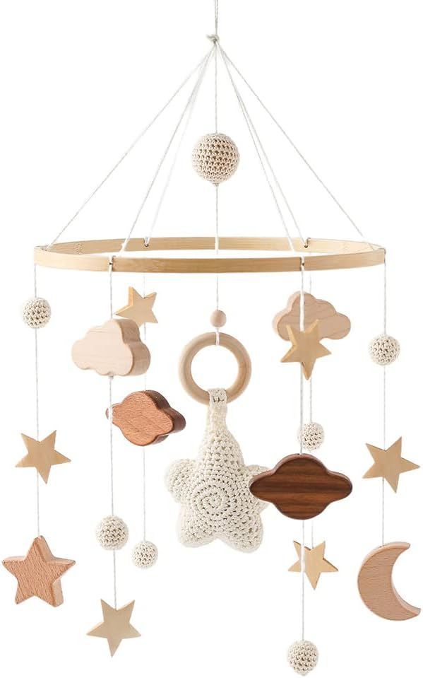 Baby Mobile Wooden Baby Crib Mobile Toy Baby Room Hanging Bed Boho Crib Mobile