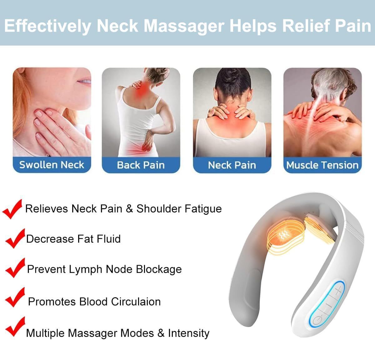 Heating Neck Massager Acupoints Lymphatic Drainage Machine