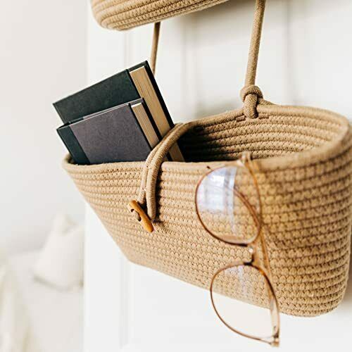 3 Tiers Cotton Rope Woven Wall Hanging Storage Basket Over The Door Hanging Organizer