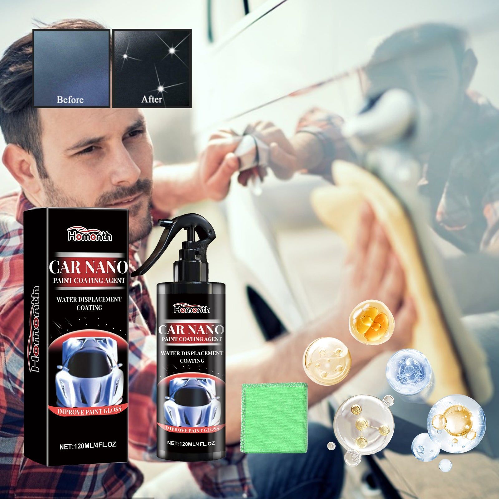 Car Nano Paint Coating, Car Beauty, Scratch & Decontamination, Shine & Protection ,1set