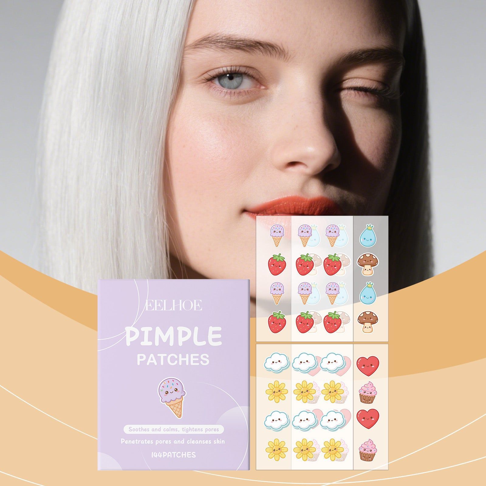 Cartoon Acne Patch, Clear Hydrogel, Waterproof, Fast Acne & Scar Removal, Facial Care ,144pcs