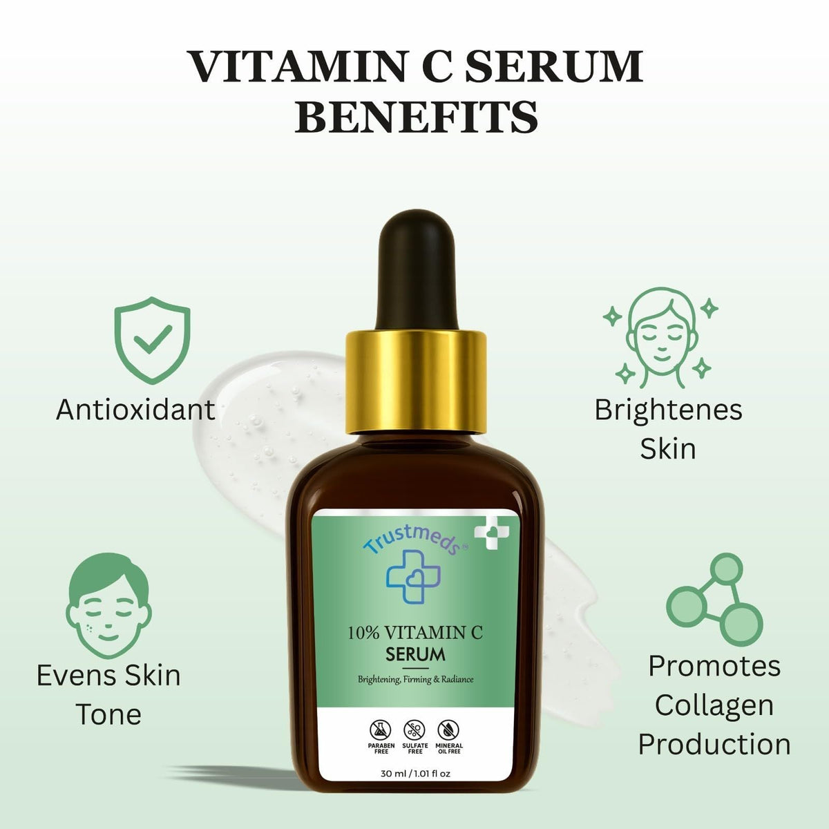 Trustmeds Vitamin C Face Serum with Hyaluronic Acid