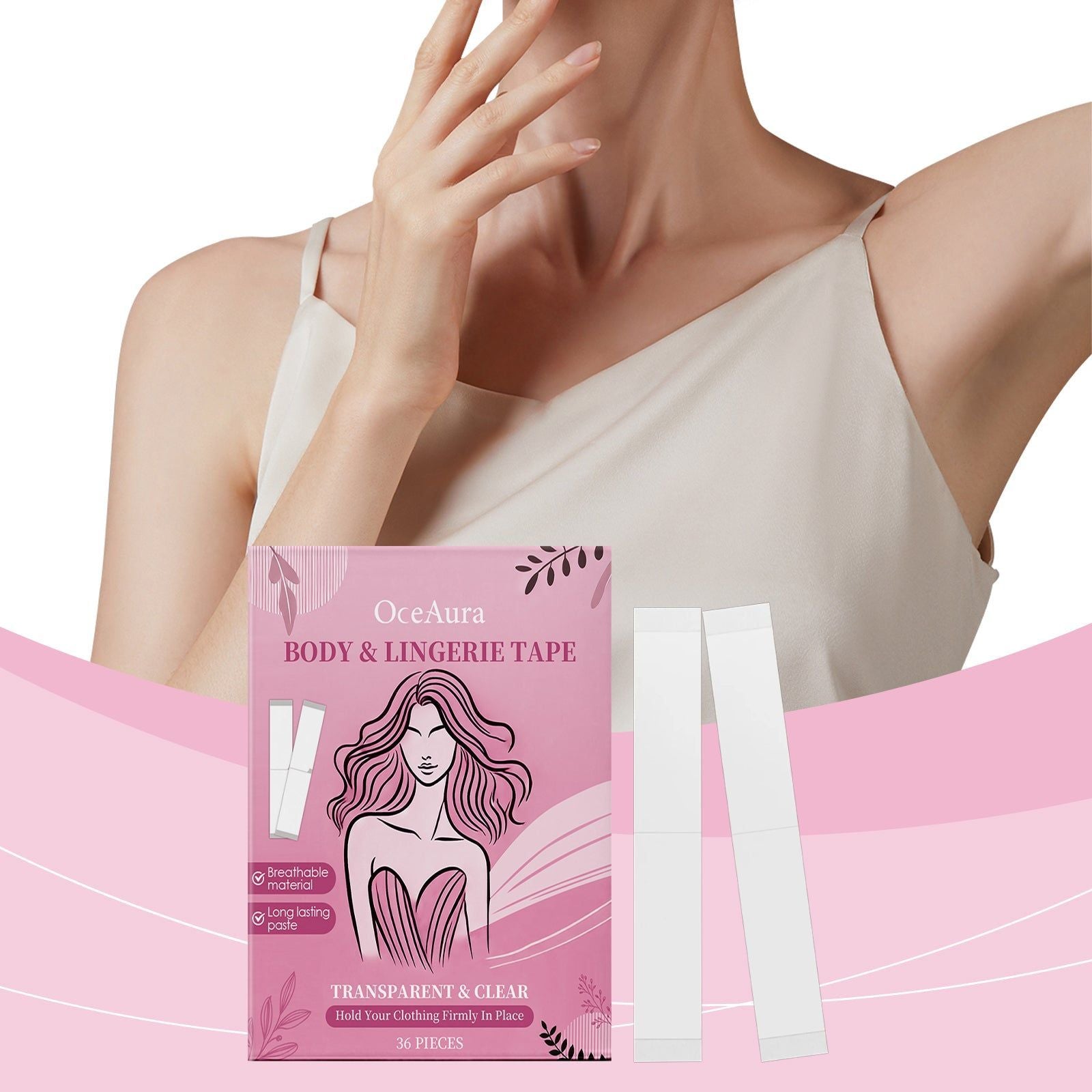Anti-Wardrobe Malfunction Strap, Invisible Non-Slip Fix, Skin-Friendly, Secure Fit ,36pieces