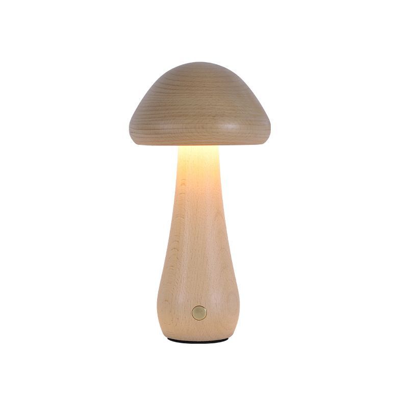 Wooden Mushroom Night Light USB Rechargeable Touch Lamp