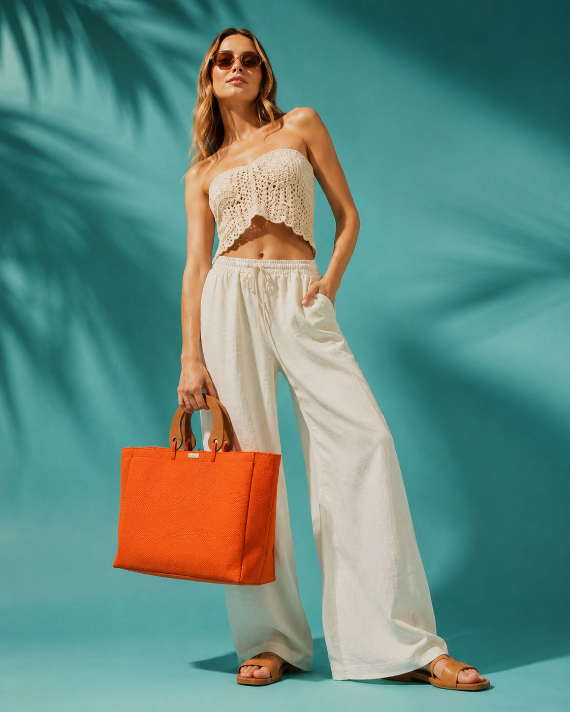 By Rita Raphael Handmade Beach Bag — Orange, Fushia & Yellow