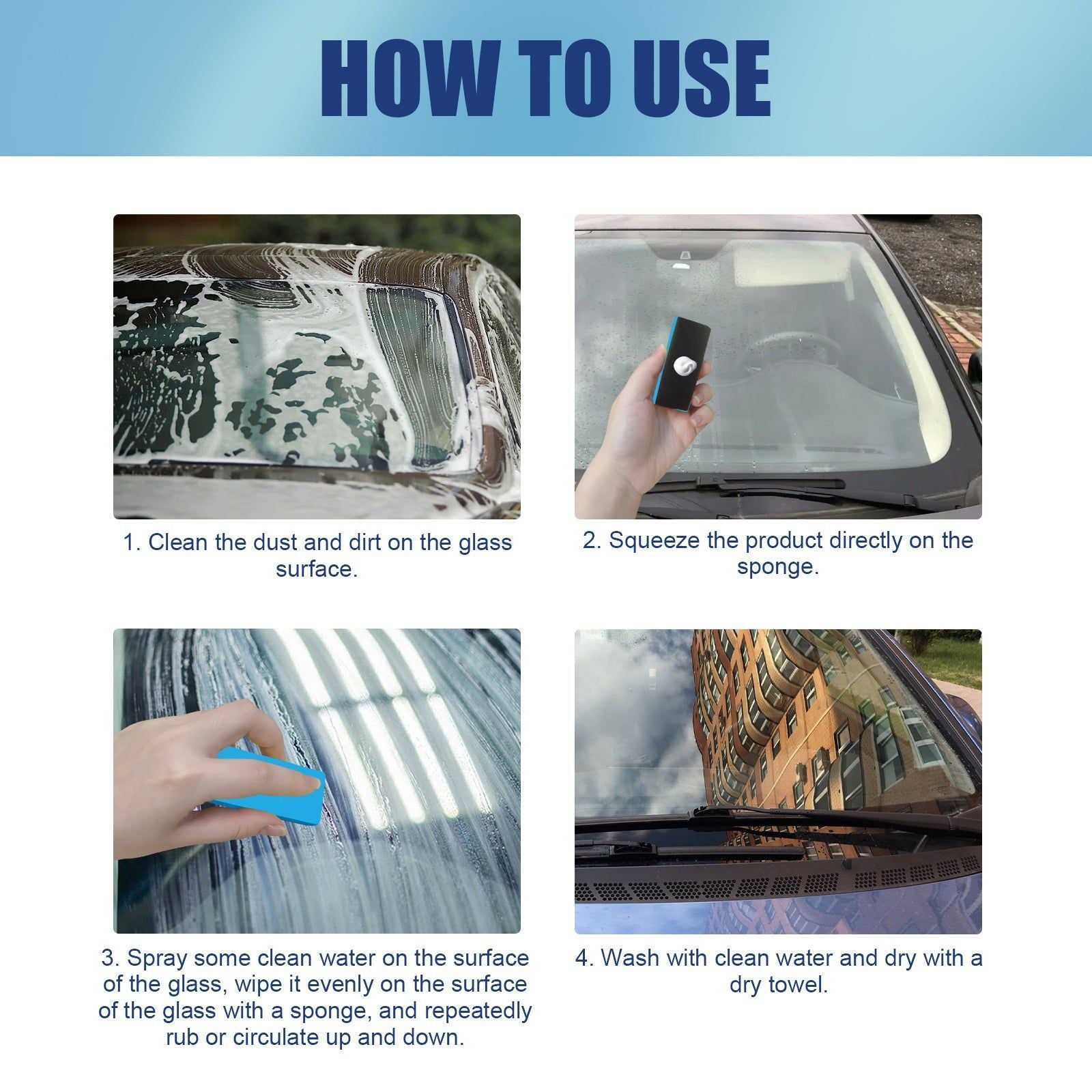 Car Glass Cleaning Kit, Oil Film Remover, Windshield Decontamination, Easy Car Glass Repair ,30g