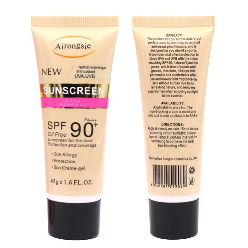 Airongie SPF 90+ PA+++ Sunscreen Lotion 45ml - Oil-Free Lightweight Sun Protection with Rose Essence