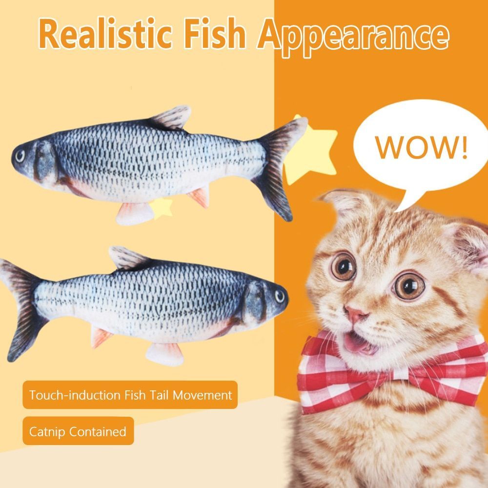 Cat Electric Fish Toy Moving Fish Catnip Plush Toy USB Charging 3D Simulation Active Dolls