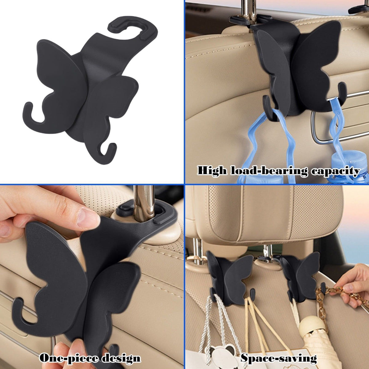 Multi Purpose Car Seat Hook Organizer Sturdy Heat Resistant Plastic Auto Storage for Bags